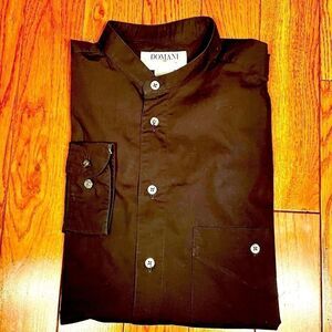 BLACK COLLARLESS BUTTON DOWN SIZE L 100% COTTON